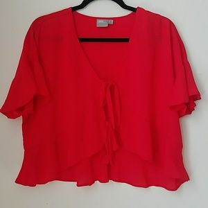 Red tie front crop top